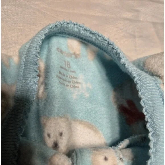 Carters‎ 18 Month Fleece Snap One Piece Polar Bears Blue Open Feet/Legs Baby - Picture 3 of 6